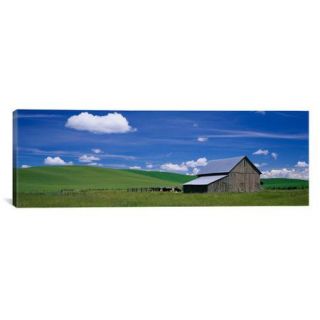 iCanvas Panoramic Cows and a Barn in a Wheat Field, Washington Photographic Print on Canvas