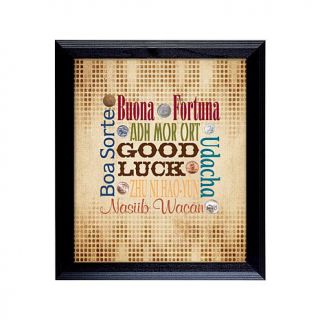 Framed Global "Good Luck" Word Art with 7 Genuine Coins   7861109