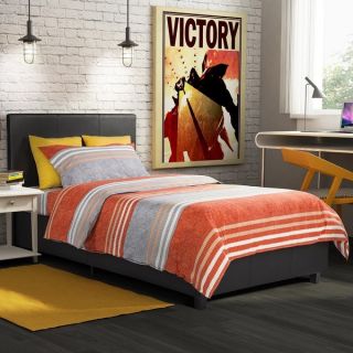 DHP Maddie Black Faux Leather Upholstered Twin Bed   16924400