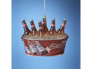 3.5" Anheuser Busch Budweiser Beer Bottles in Ice Tub Christmas Ornament