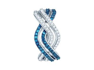 0.61 Carat Blue Diamond Fashion Hoops Earrings in 10k White Gold