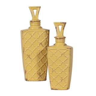 Textured Mocha Brown Vases with Lids (Set of 2)