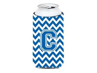 Letter C Chevron Blue and White Tall Boy Beverage Insulator Hugger CJ1056 CTBC