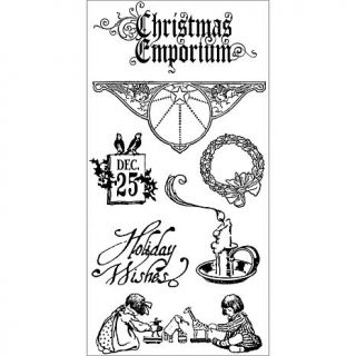Graphic 45 Christmas Emporium Cling Stamp Kit 8 x 4in