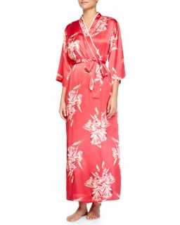Oscar de la Renta Spanish Lilly Floral Print Long Robe, Pink