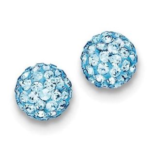 Sterling Silver Aqua Stellux Crystal Earrings (8MM)