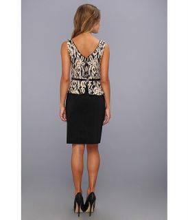 muse lace and sequin peplum dress black cream