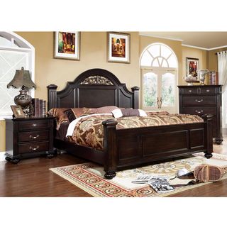 Furniture of America Grande 2 Piece Dark Walnut Bed with Nightstand