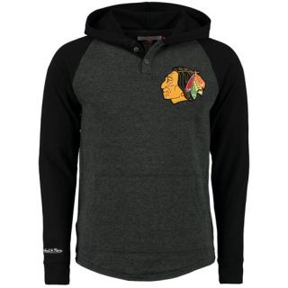 Mitchell & Ness Chicago Blackhawks Charcoal Home Stretch Hooded Long Sleeve T Shirt