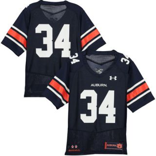 Under Armour #34 Auburn Tigers Youth Navy Replica Football Jersey