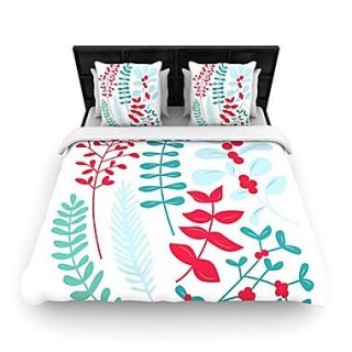 KESS InHouse Deck the Hollies Red Woven Duvet Cover; King/California King