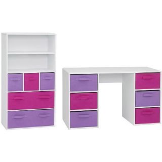 4D Concepts Desk & Bookcase Bundle, White