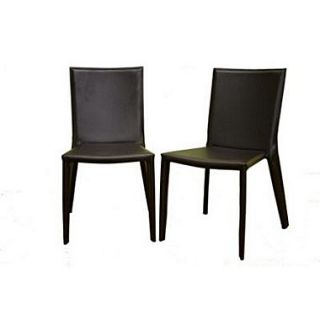 Baxton Studio Semele Leather Dining Chair, Dark Brown