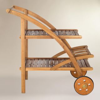 Natural Brown Wood Outdoor Tea Cart