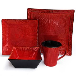 Crimson Flare Red Dinnerware Set (16 piece)
