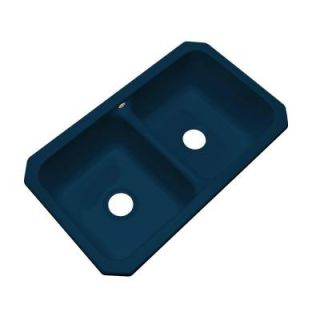 Thermocast Newport Undermount Acrylic 33x19.5x9 in. 0 Hole Double Bowl Kitchen Sink in Navy Blue 40020 UM
