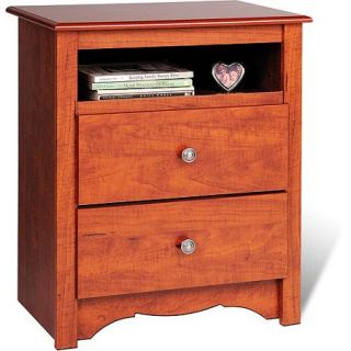 Edenvale 2 Drawer Tall Nightstand with Open Cubbie, Cherry
