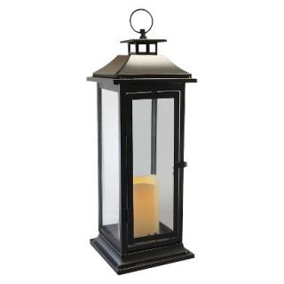 Metal Lanterns with Wax LED Flickering Candle   Black