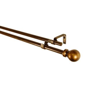 BCL Drapery Classic Ball 86 in to 120 in Antique Gold Steel Curtain Rod Set