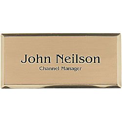 Engraved Metal Name Badge 1 14 x 2 34  Gold