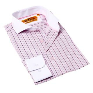 Brio Milano Mens Pink and White Stripe Button up Dress Shirt