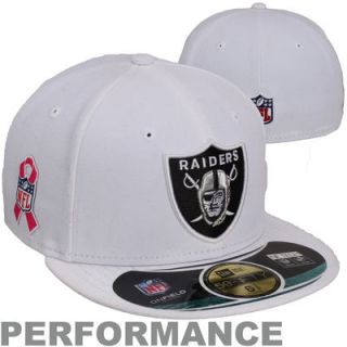 New Era Oakland Raiders Breast Cancer Awareness On Field 59FIFTY Fitted Performance Hat   White