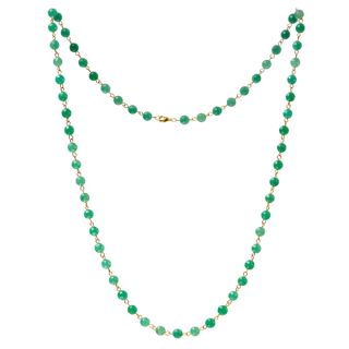 Alchemy Jewelry 22k Gold Overlay Green Aventurine Bead Necklace