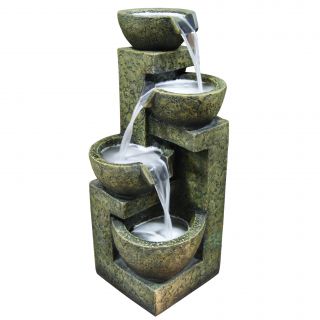 Fiberglass and Stone Three Tier Water Fountain
