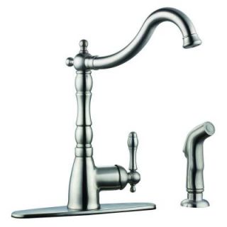 Design House Oakmont Single Handle Standard Kitchen Faucet with Side Sprayer in Satin Nickel 523225