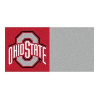 FANMATS NCAA   Ohio State University Gray and Red Nylon 18 in. x 18 in. Carpet Tile (20 Tiles/Case) 8509