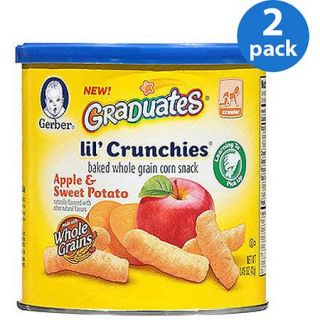 Gerber Graduates Lil' Crunchies Apple & Sweet Potato Whole Grain Corn Snack, 1.48 oz (Pack of 2)