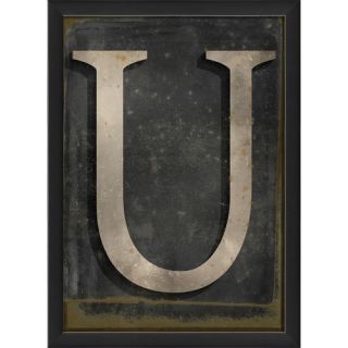Letter U Framed Textual Art in Black and Gray