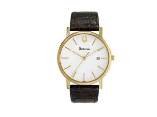 Bulova White Dial Gold Tone Stainless Steel Mens Watch 97B100