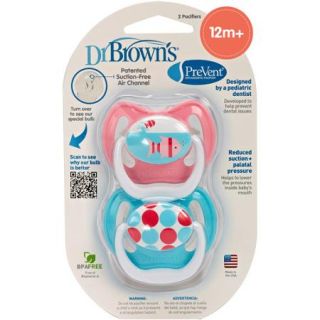 Dr. Brown's PreVent Orthodontic Pacifier, Stage 3, 12+ Months, BPA Free