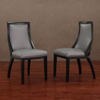 Park Avenue Black Croco/ Charcoal Leather Dining Chair (Set of 2