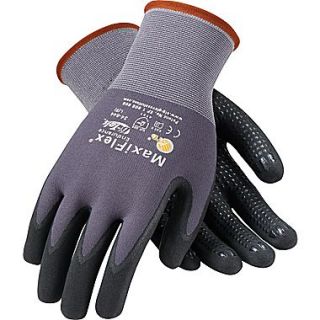 G Tek MaxiFlex Endurance Seamless Knit Work Gloves, Nylon Liner With Micro Foam Nitrile Coating, L, Dark Gray & Black