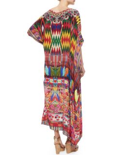 Camilla Printed Crepe Beaded Caftan Coverup