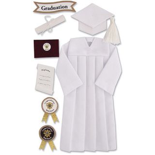 Jolee's Seasonal Stickers, White Graduation Cap and Gown