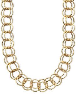 Betsey Johnson Textured Round Link Necklace   Jewelry & Watches   