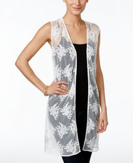 Style & Co. Sheer Embroidered Long Vest, Only at   Jackets