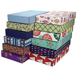 12.2(L)x 3(W)x17.8(H) GPP Gift Shipping Box, Holiday Line, Assorted Styles, 24/Pack
