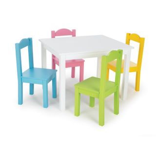 Tot Tutors Kids 5 Piece Wood Table & Chair Set