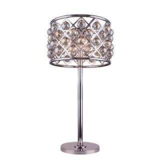 Elegant Lighting Madison 32 in. Polished Nickel Table Lamp with Golden Teak Smoky Crystal 1206TL15PN GT/RC
