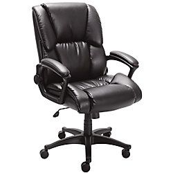 Realspace Caldina II Bonded Leather Mid Back Chair Black