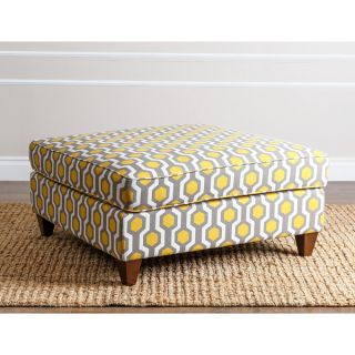 ABBYSON LIVING Conway Yellow Pattern Square Cocktail Ottoman