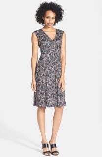 NIC+ZOE Etched Leaves Faux Wrap Dress