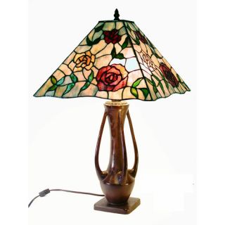 Warehouse of Tiffany Mission Style Floral Motif 25 H Table Lamp with