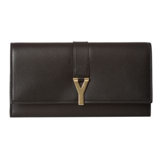 Yves Saint Laurent Y Line Large Black Leather Flap Wallet