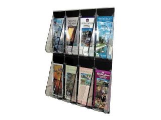 DEFLECTO 56201GR Leaflet Holder, 8 Compartments, Clear