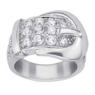 Silvertone CZ Buckle Ring